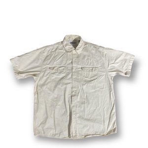 Men's WRANGLER HERO large cream beige tan short sleeve work shirt 100% cotton L